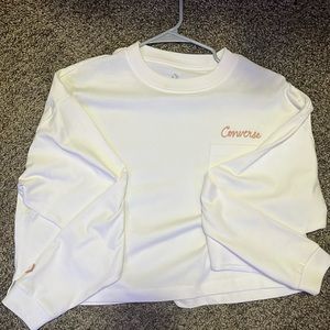 Long Sleeve White Converse Cropped Converse Shirt - Ladies